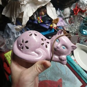 Pink Cat Kitty Potpourri Scent Diffuser Ceramic Figurine w/Fragrance Beads